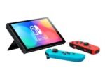 Nintendo Switch (modelo OLED) con mandos Joy-Con azul neón/rojo neón.